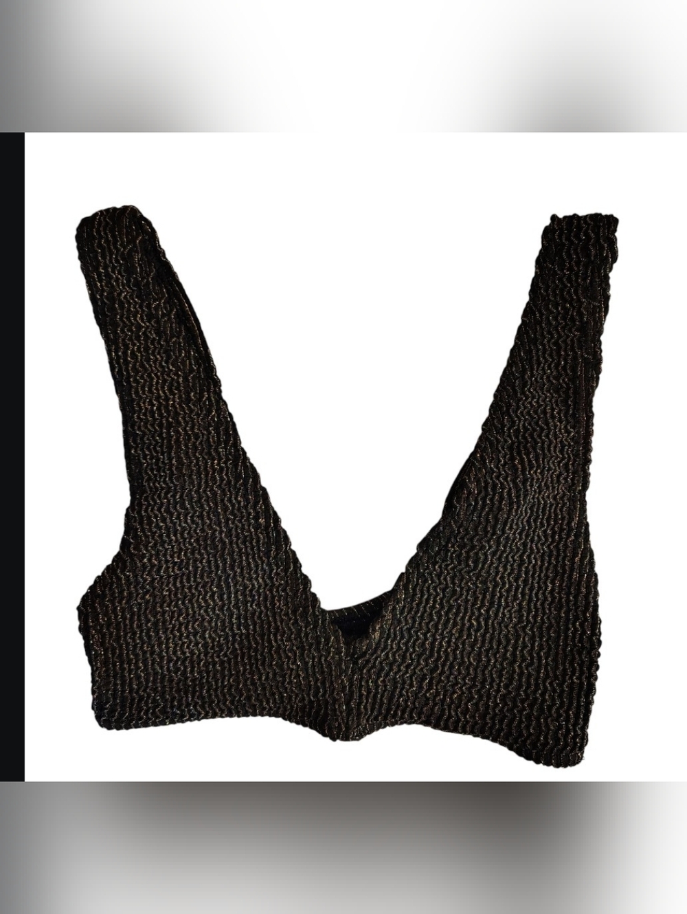 ASOS BLACK AND GOLD KNIT CROP TOP, SIZE XS/SMALL